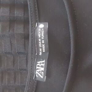 Zara black dress gathered waist flutter skirt size M black lining skirt.